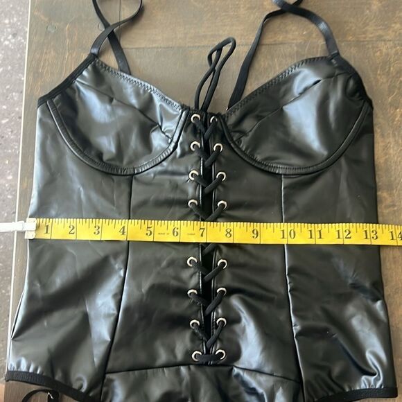 Lace-up Garter Teddy Bodysuit With 1pair Leg Ring - Picture 9 of 13